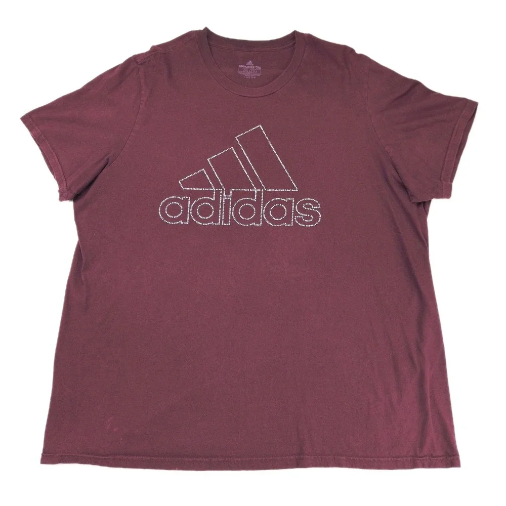 Adidas Amplifier Tee Mens 2XL Maroon Burgundy Short Sleeve Graphic Logo T-Shirt‎